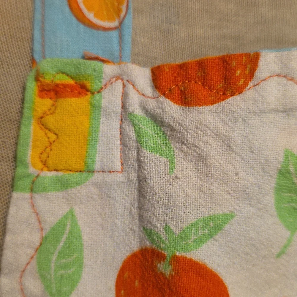 Upcycled Oranges & Champagne  Mimosa  Apron W Black Denim Jeans  Hand Crafted